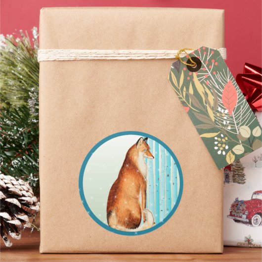 vogel met de vogel in de boomgaard Snowflake Holi Ronde Sticker (Feestdagen)