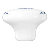 Vogel met Delfts Blauw en Witte Bloemhoeken Keramische Knop (Zijkant)