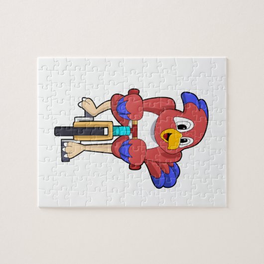 Vogel met fiets legpuzzel (Horizontaal)