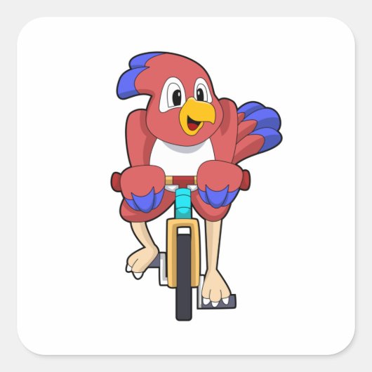 Vogel met fiets vierkante sticker (Voorkant)