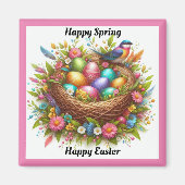 Vogel met gekleurde eieren magneet (Voorkant)