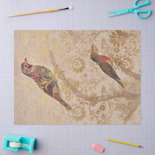  vogel met Gold-depotpapier Tissuepapier (Craft)