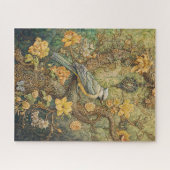 vogel met gouden bloemen en Victoriaans deco Legpuzzel (Horizontaal)