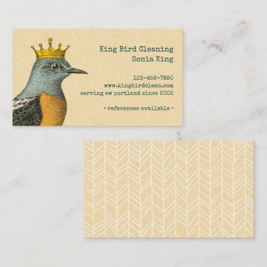  vogel met gouden kroon visitekaartje (Voorkant / Achterkant)