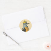 vogel met goudkroon ronde sticker (Envelop)