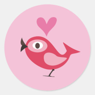 vogel met hart ronde sticker