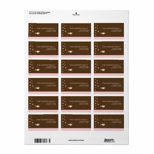 Vogel met hart - Valentijnsdag stickers (Full Sheet)