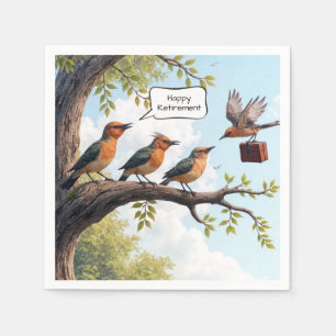 Vogel met Kantoor-aktetas voor pensioen Servet