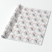 Vogel met kerstkleertjes cadeaupapier (Uitgerold)