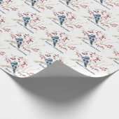 Vogel met kerstkleertjes cadeaupapier (Hoek)