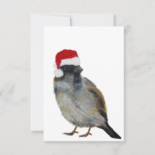 Vogel met kerstmuts Vakantiekaart Bedankkaart (Voorkant)