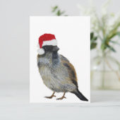 Vogel met kerstmuts Vakantiekaart Bedankkaart (Staand voorkant)
