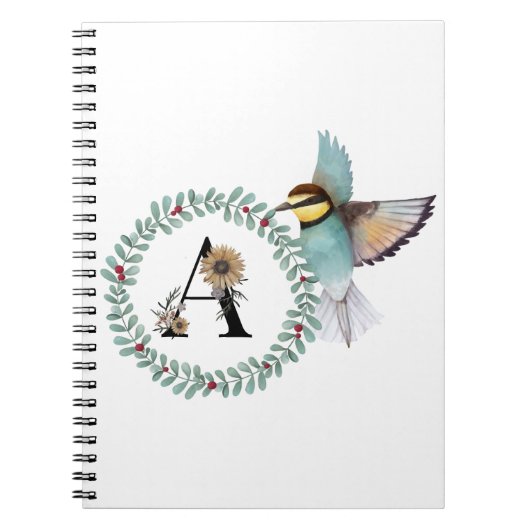 Vogel met krans met letter "A" Notitieboek (Voorkant)