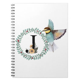 Vogel met krans met letter "J" Notitieboek