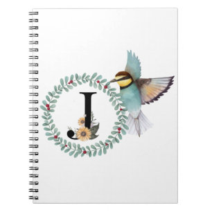 Vogel met krans met letter "J" Notitieboek