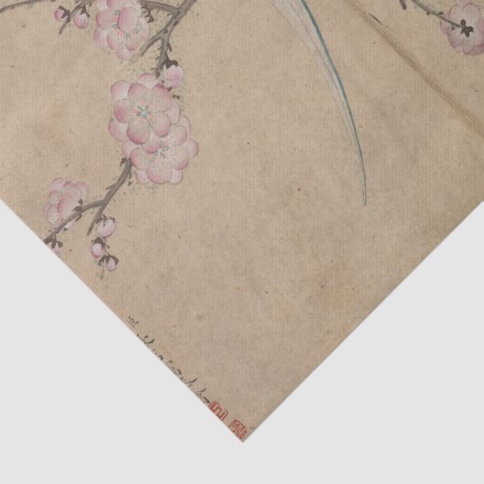 Vogel met kruimelbloesems tissuepapier (Detail)