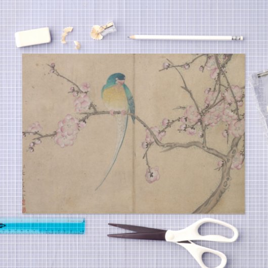 Vogel met kruimelbloesems tissuepapier (Craft)