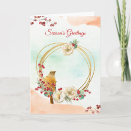 Vogel met Magnolia Wreath Folded Wenskaart Kaart