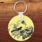 vogel met nestboomillustratie sleutelhanger (Voorkant)