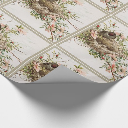 Vogel met nestziekte cadeaupapier (Hoek)