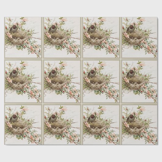 Vogel met nestziekte cadeaupapier (Vlak)