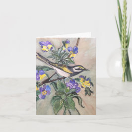 Vogel met pansies notecard kaart