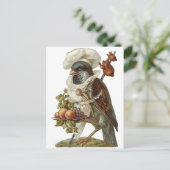 Vogel met Pet van voedsel en kaas Briefkaart (Staand voorkant)