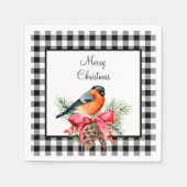 Vogel met Pinecones Zwart-wit Buffel Check Servet (Voorkant)