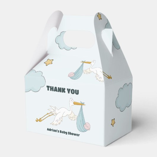 Vogel met Schattige Kind Het is een jongensuitnodi Bedankdoosjes (Achterkant)