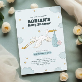 Vogel met Schattige Kind Het is een jongensuitnodi Kaart