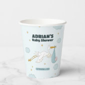 Vogel met Schattige Kind Het is een jongensuitnodi Papieren Bekers (Achterkant)