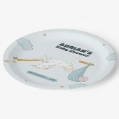 Vogel met Schattige Kind Het is een jongensuitnodi Papieren Bordje (Gekanteld)