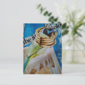 Vogel met sieraden en architectuur surreëel briefkaart (Staand voorkant)