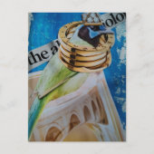 Vogel met sieraden en architectuur surreëel briefkaart (Voorkant)