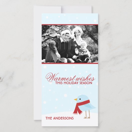 Vogel met sjaal Kerstkaarten Feestdagenkaart (Voorkant)