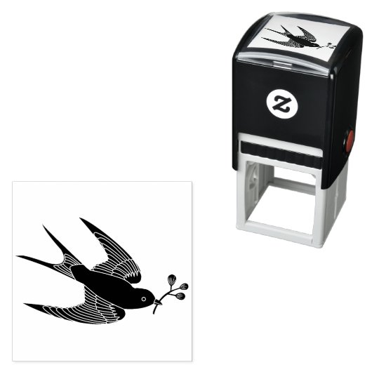 Vogel met Sprig Stamp Zelfinktende Stempel (In situ)