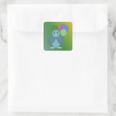 Vogel met verjaardagsballonnen vierkante sticker (Tas)