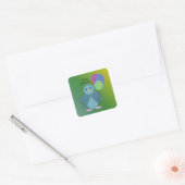 Vogel met verjaardagsballonnen vierkante sticker (Envelop)