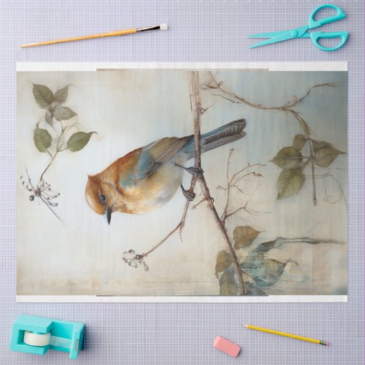 Vogel met waterverf achtergrond tissuepapier (Craft)