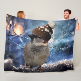 VOGEL met WINTERSE PET Fleece Deken