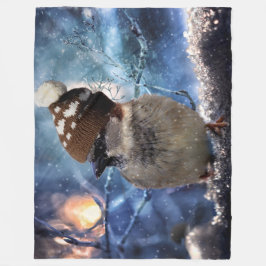 VOGEL met WINTERSE PET Fleece Deken