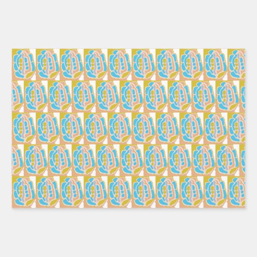 Vogel met worm, lucht met wolken, inpakpapier (Voorkant 3)