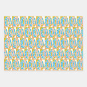 Vogel met worm, lucht met wolken, inpakpapier vel (Voorkant 3)