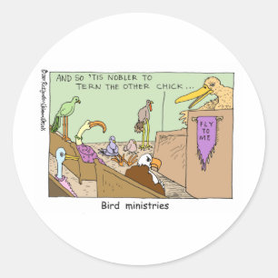 Vogel Ministeries Grappige Religie Cartoon Cadeaus Ronde Sticker