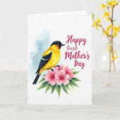 Vogel Moederdagkaart met Bloemen Kaart (Gele Bloem)