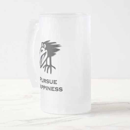 Vogel nastreeft geluk matglas bierpul (Voorkant links)