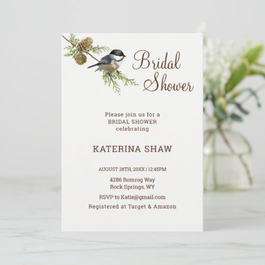 Vogel Natuur bruids doucheuitnodiging Kaart (Staand voorkant)