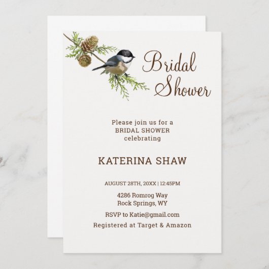 Vogel Natuur bruids doucheuitnodiging Kaart (Voorkant / Achterkant)