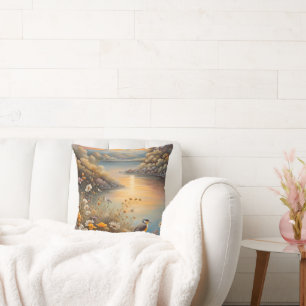 Vogel Natuur, fantasieillustratie, AI, Kussen