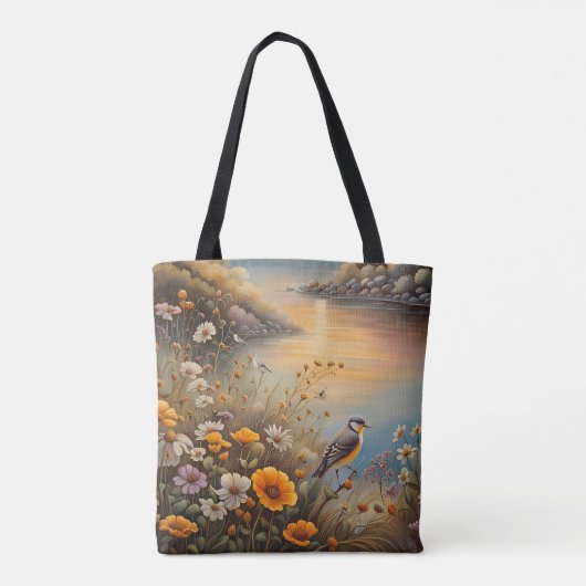 Vogel Natuur, fantasieillustratie, AI, Tote Bag (Achterkant)